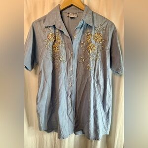 Western Connection Light Denim Embellished Shirt